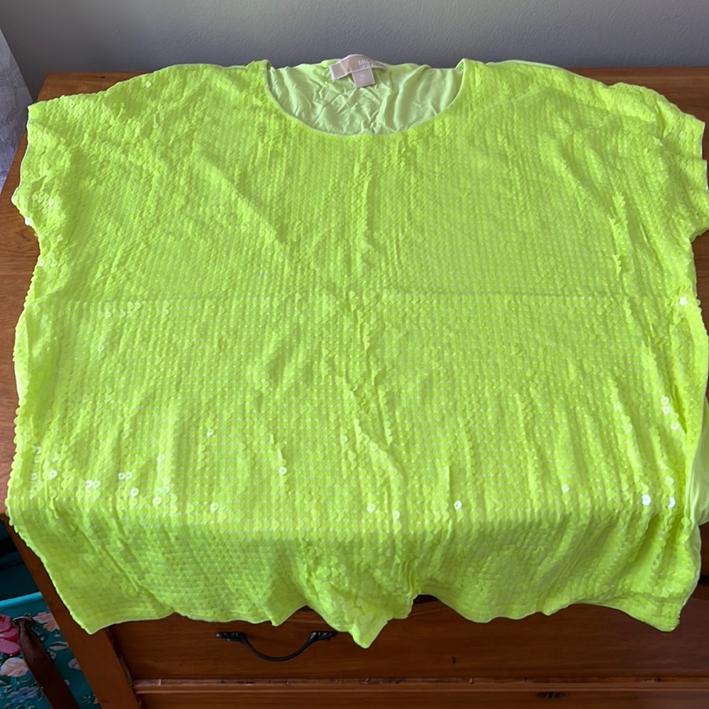 Michael Kors sequin lime green/ yellow top